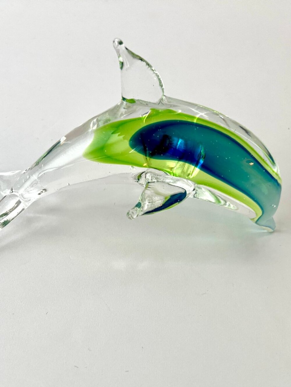 Hand-blown Artisan Glass Dolphin Figure, Sommerso Technique, 6.5" EC - Picture 3 of 10